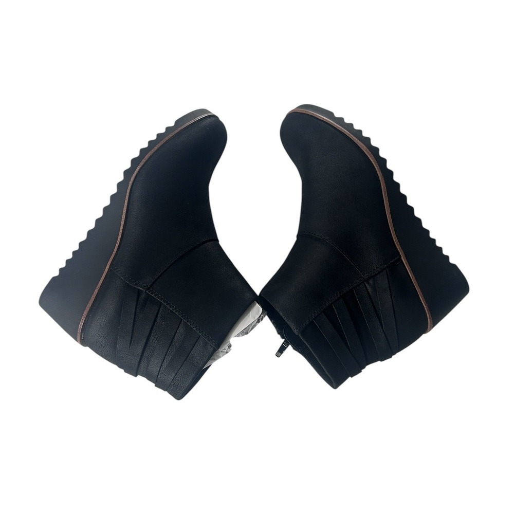 LifeStride Velocity 2.0 Black Wedge Ankle Boots Zipper Strappy Heel Size 6 - Picture 6 of 10